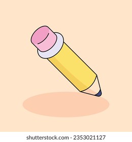 Pencil Free vector cartoon icon illustration.Fashion Design Signs and Texts icon concept isolated . flat cartoon style