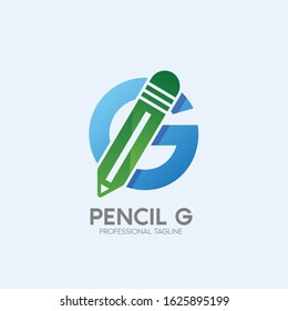 pencil g vector logo design template