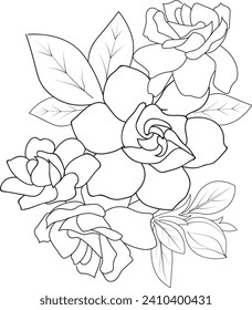 Pencil gardenia flower drawing, botanical gardenia drawing, realistic gardenia flower drawing, tattoo jasmin flower drawings, minimalist magnolia tattoo designs, jasmine flower vector art