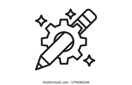 Pencil in gear icon vector image