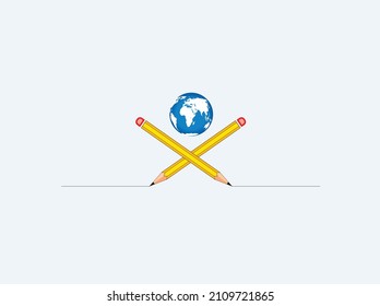 lápiz con globo. concepto de educación. ilustraciones vectoriales.