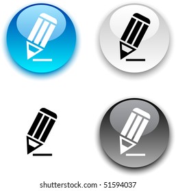 Pencil glossy round vector buttons.