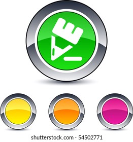 Pencil glossy round web buttons.
