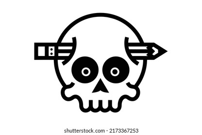A pencil going through inside the Skull head