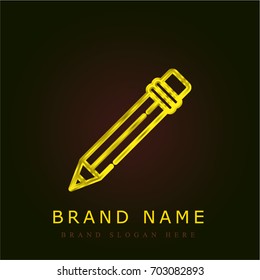 Pencil golden metallic logo