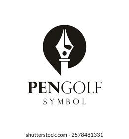 Pencil Golf Stick Ball Silhouette Logo Design