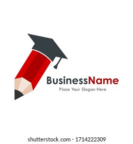 Pencil graduate vector template logo. Suitable for business, education, web and design