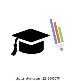 pencil and graduation cap vector logo design