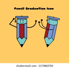 pencil graduation icon, suitable for clothing design, tutoring logo, logo for children's learning institutions, etc.