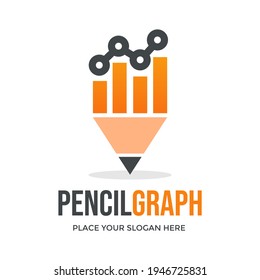 Pencil graph or financial education vector logo template. This design use statistics symbol. Suitable for business or learning.