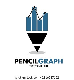 Plantilla de logotipo del gráfico de lápiz o del vector de educación financiera. Este diseño utiliza el símbolo de estadísticas. Adecuado para negocios o aprendizaje.