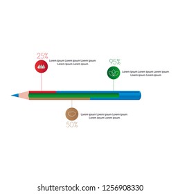 Pencil Graph Infographic useful, editable. And printable Perfect for use in a wide range of new media templates: Web Marketing Agency, Social Media Services Showcase, Online Marketing Apps, and Web.