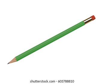 Pencil green realistic vector illustration isolated