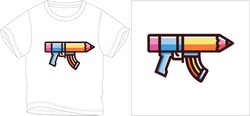 Pencil Gun.t Shirt Graphic Design Vector Illustration 