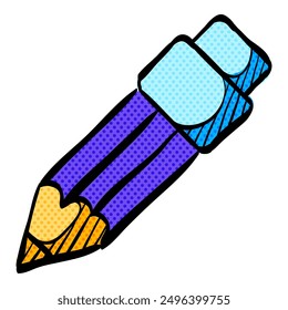 Pencil halftone icon hand drawn color vector illustration