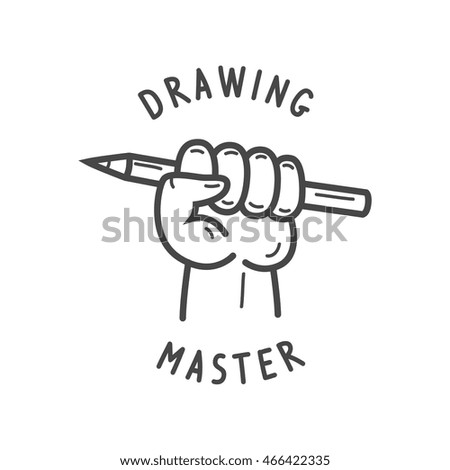 Pencil Hand Design Logo Drawing Master Stock Vector Royalty Free