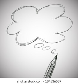 Pencil Hand Draw with Text Box for Your Design 