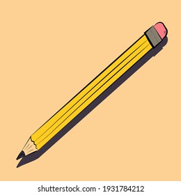 pencil hand drawing symbol outline icon on light background. Vector