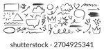 Pencil hand drawn line element icon set vector. Chalk pencil hand drawn doodle sketch texture crayon arrow, heart, cloud shape symbol. vector illustration.