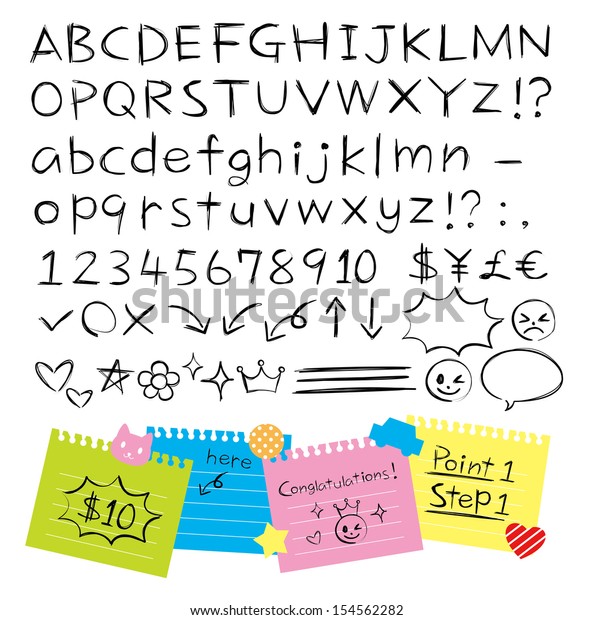 pencil hand drawn style
alphabets set