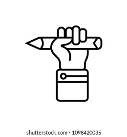 Pencil in hand - fight for education creative fist hand with pencil of idea. idea revolution concept and knowledge in attaining freedom and control, vector