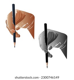 Pencil in Hand. Realistic Vector Illustration