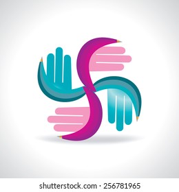 pencil hands team work idea concept