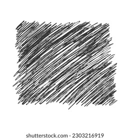 Pencil handwriting in the shape of a square isolated on a white background. Hand drawn doodle pencil strokes, crossed out square.