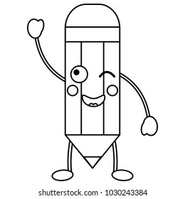 pencil happy   school supplies kawaii icon image 