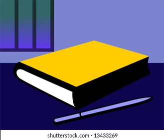  pencil and hard cover book	
