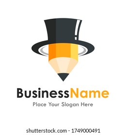 pencil hat logo vector template. Suitable for business, education, art, web and design