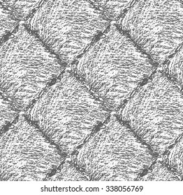 Pencil hatched dark gray squares .Hand drawn with brush seamless background.Modern hipster style design.