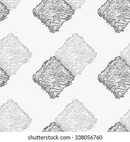 Pencil hatched dark and light gray squares .Hand drawn with brush seamless background.Modern hipster style design.