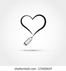 Pencil heart drawing