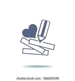 Pencil with a heart. Icon