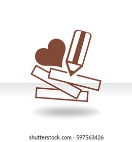 Lápiz con corazón. Icono