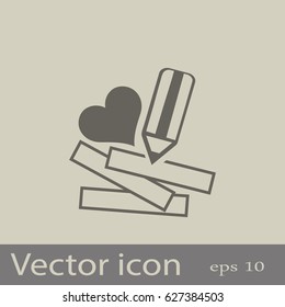 Pencil with a heart. Icon