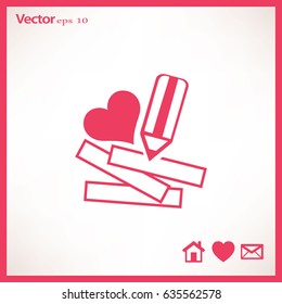 Pencil with a heart. Icon