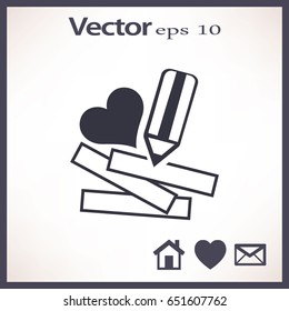 Pencil with a heart. Icon