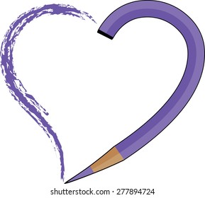 pencil with heart shape icon