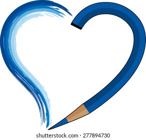 pencil with heart shape icon