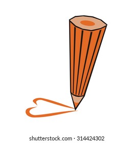 Pencil and heart vector illustration