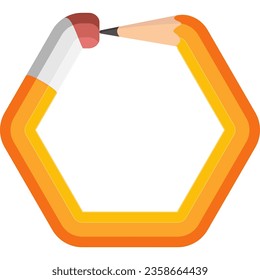 pencil hexagon frame. vector iilustration