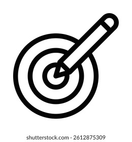 Pencil hitting target vector icon for goal. Editable stroke
