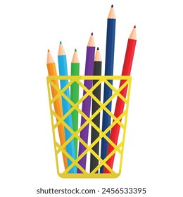 Pencil holder with colorful pencils