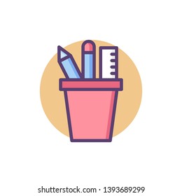 Pencil Holder filled color vector icon