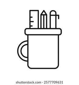 Pencil holder icon Flat simple outline