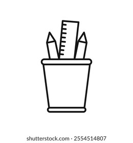 Pencil holder icon Isolated flat vector in outline