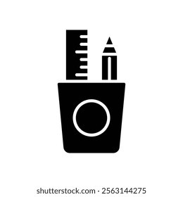Pencil holder icon Isolated flat vector in outline