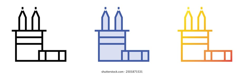 pencil holder icon. Linear, Blue Fill and Gradient Style Design Isolated On White Background